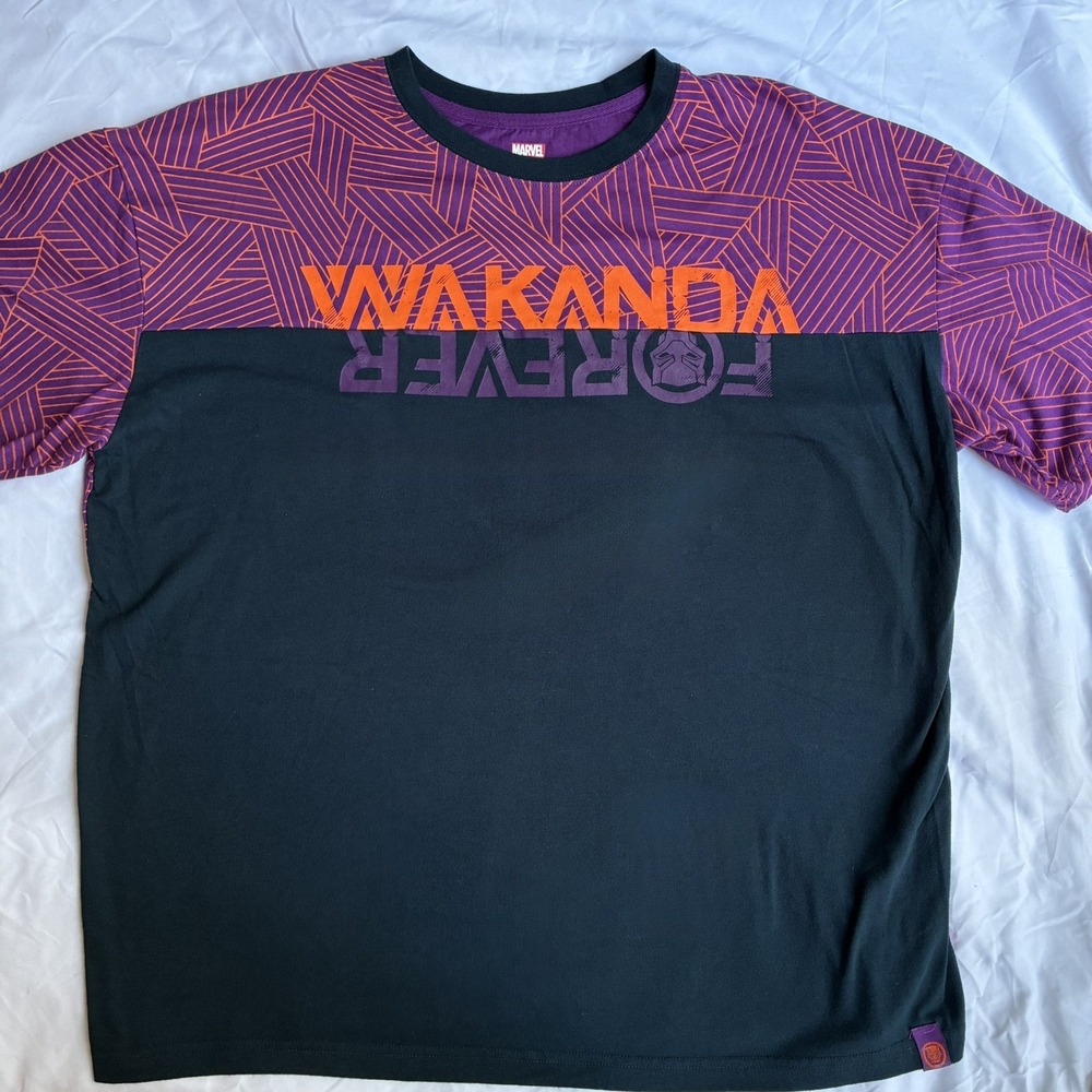 Marvel x Disney Black Panther Wakanda Forever Mens XL T-Shirt Colorblock Street